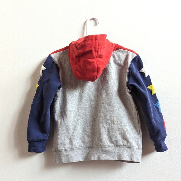 Mini Boden Hoodie Boys Sz 2-3Y Colorblock Gray Stars - Picture 4 of 5